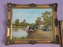 Buy Original Oil Painting Rural  Landscape Horses And Man E.M Kiddle Framed Signed  • 45£