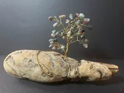 Buy Twisted Wire Tree Sculpture With Mixed Stone Chip Bead Leaves On Drift Wood • 8.68£