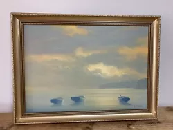 Buy Dreamy Original Oil On Canvas Marine Artist B.J.Phillips Boats On Ocean Sea Art • 150£