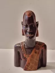 Buy Vintage Wood Wooden Hand Carved Bust Sculpture Head Egypt Egyptian Pharaoh Art • 86£