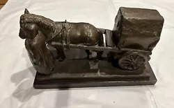 Buy Vintage Signed  Bronze Sculpture Of Woman Leading Horse And Cart • 95£