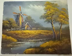 Buy Oil Painting - River Veiw / Windmill - BY LIONEL (Without Frame) • 149.99£