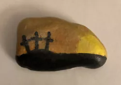 Buy Calvary At Sunset Hand Painted Rock Stone Art 3 Crosses Jesus Spiritual Sunset • 4.13£