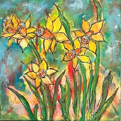 Buy Original Acrylic Painting - Bright Daffodils : Symbolizing Resilience & Rebirth • 139.74£