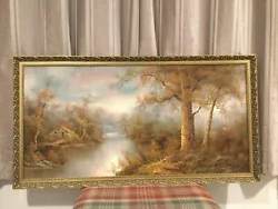 Buy Large Landscape Oil Painting On Canvas Trees Lake Cottage Signed I. Cafieri • 55£