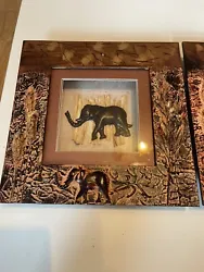 Buy 2 Framed Wooden Wall Art Elephant Design Sculpture • 12£