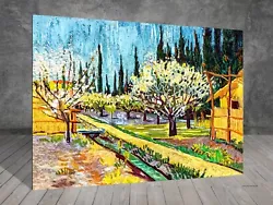 Buy Van Gogh Orchard Bordered By Cypresses LANDSCAPE CANVAS PAINTING ART PRINT 696 • 3.96£