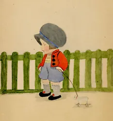 Buy Art Deco Child Cartoon 'Percy' – Original 1928 Watercolour Painting • 16£