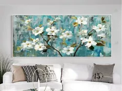 Buy Large Modern Canvas 48  Hand-painted Oil Painting White Flower Unframed • 26.30£