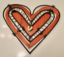 Buy Metal RED HEART Wall Sculpture BRUTALIST 14 1/2  Wide UNUSUAL • 43.22£