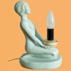 Buy Antique Art Deco Sculpture Statue Ceramic Woman Table Lamp Decoration • 154.78£