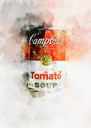 Buy Andy Warhol Inspire Campbell Tomato Soup Watercolour Painting Print Unique 7 X5  • 4.99£