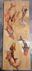 Buy Wall Art Koi On Wood Panel Original Art. Acrylic Gold Leaf And Epoxy Resin • 100£