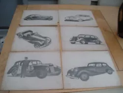 Buy 6 Art Deco Original Drawings Of Classic Cars Signed • 40£
