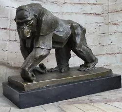 Buy 100% Solid Bronze Gorilla Statue Monkey Primate Art Garden Figure Decorative LRG • 477.04£
