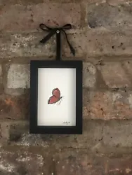 Buy Monarch Butterfly Framed Original Watercolour Painting, Signed, Vintage, Cottage • 15£