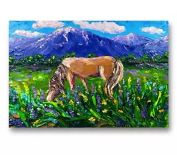 Buy Wild Horse Oil Painting Wyoming Landscape Original Art Mountain Impasto 8x12 In • 95.09£