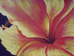 Buy Orange Flower Large Oil Painting Canvas Contemporary Modern Black Art Floral • 18.95£
