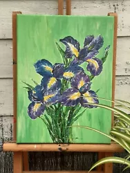 Buy Iris, February Birth Month Flower Bunch, Original Acrylics Painting On Canvas • 25.57£