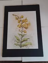 Buy Original Flower Watercolour Painting, A4 Canvas Mounted On A3 Black Foam Board • 9.99£