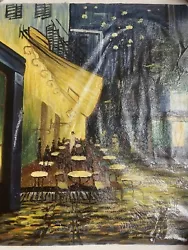 Buy Van Gogh Café Terrace At Night, Reproduction Oil On Canvas, Handpainted, Signed. • 68.18£