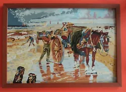 Buy Vintage Paint By Number Wall Framed Picture Folk Horse Cart Sea Scene Kitsch Art • 18£