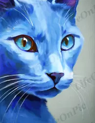 Buy Wall Art, Digital Image Picture Photo Wallpaper Background RU Blue Cat Art • 1.51£