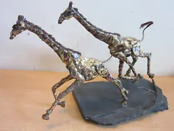 Buy William Allen - Mid Century Mixed Metal Giraffe Sculpture On Slate Base • 474.95£