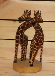 Buy Vintage Hand Carving Wood Giraffes Figurine • 66.34£