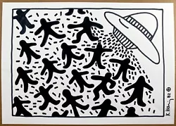 Buy ❤️ Keith Haring - Pop Art - Original Drawing - UFO (Alien) Invasion II • 145£
