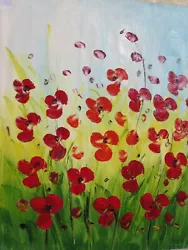Buy Minimal Poppies Flowers Red Flower Large Oil Painting Canvas Poppy Art Floral • 23.95£