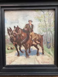 Buy Very Pretty Painting Max Dissard Oil On Panel Hsp Horse Horses 1940 Art • 203.38£
