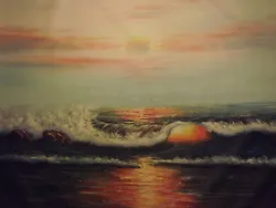 Buy Sunset Ocean Wave Sea Huge Oil Painting Canvas Modern Seascape Contemporary Art • 67.95£
