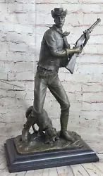 Buy Signed Original Aldo Vitaleh Cowboy W/ Gun And His Dog Bronze Sculpture Statue • 471.55£