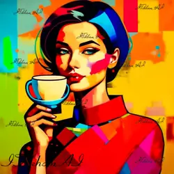 Buy Digital Image Pic Portrait Art Young Woman Kandinsky Style Oil Paints Desktop • 1.65£