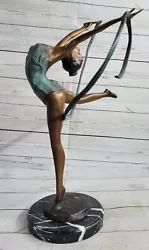 Buy Vintage Bronze Female Gymnast In Hoop Sculpture Libra Gymnastics Athletics Sport • 190.72£