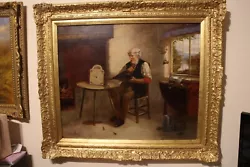 Buy Oil On Canvas G J Barnes  Signed  1864 To 1890 The Clockmaker New Gilt Frame • 950£