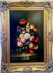 Buy In The Manner Of Rachel Ruysch Large Oil On Panel Flowers In Ornate Gilt Frame • 3,735£