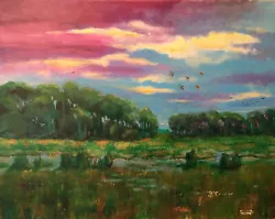 Buy Cape Cod Salt Marsh W/ Ducks & Clouds Original 16x20 Acrylic Painting On Canvas • 378£
