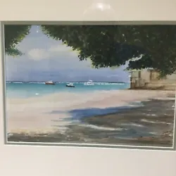 Buy Original Watercolour Painting, Mounted And Framed, Idilic Deserted Beach Scene • 19.95£