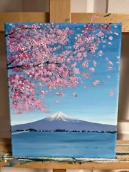 Buy Original Cherry Blossom And Mt Fuji Painting • 68.50£