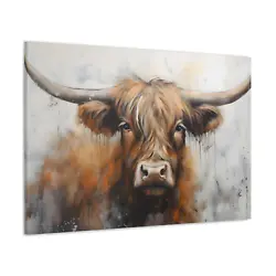 Buy Highland Cow Canvas Abstract Painting Style Print Animal Wall Art Decor • 15.99£