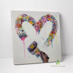 Buy LOVE HEART PAINT Graffiti Canvas Art Wall Art Print Picture Banksy Canvas -D73 • 19.33£