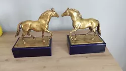 Buy Pair Of Horse Sculpture Statue Statue Bronze Porcelain Blue Horses • 171.30£