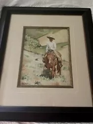 Buy Original Framed Teal Blake Watercolor Painting Horse Cowboy Artists Western Art • 897.74£