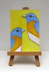 Buy ACEO Bluebirds Original Miniature Watercolour Bird Painting By Steve • 2.99£