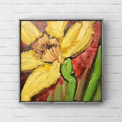 Buy Ukrainian Artist Daffodil Flower Oil Painting 4 Inch Impressionist Miniature Art • 21.18£