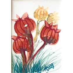 Buy Poppy Pop - Original Art Handmade Watercolor Pastel Signed Frame Ready 5x7in • 23.15£