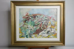 Buy Mid Century Still Life Oil Painting On Board Flowers In A Bowl And Skull. Signed • 280£