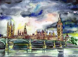 Buy LONDON Big Ben, Westminster, Original Watercolour Painting , Not A Print, 4 • 135.99£